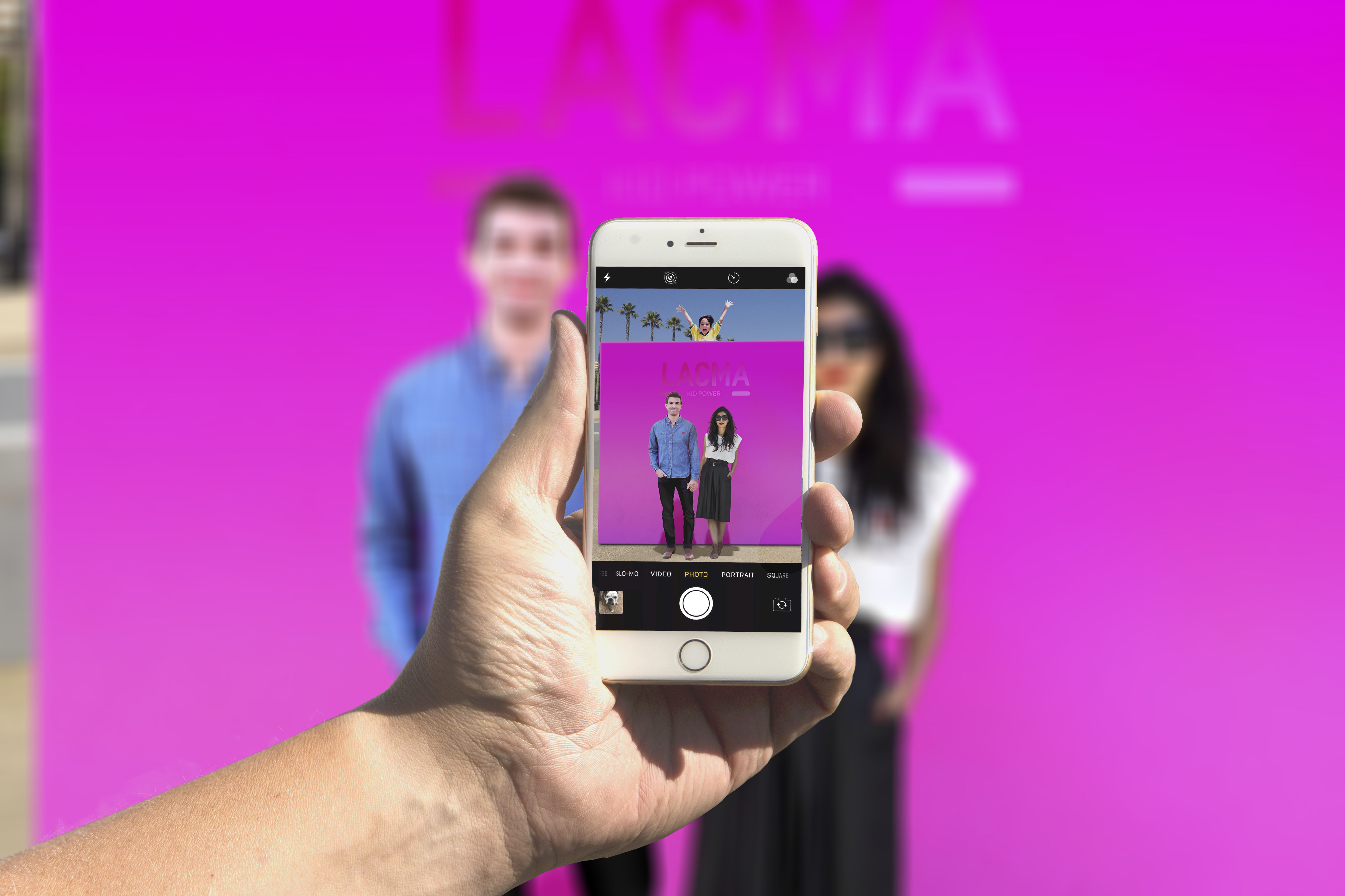 taking the photo at lacma